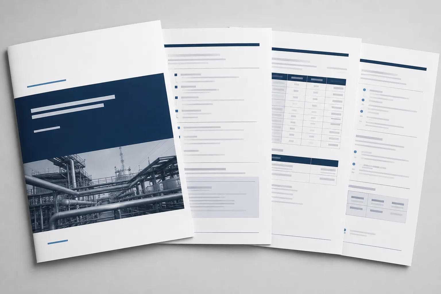 Sample visual of a multi-page industrial technical proposal document